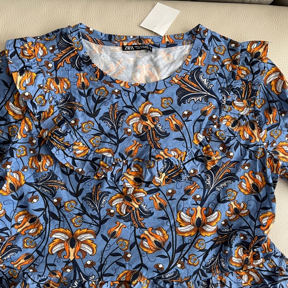 Zara Women’s Ruffle Floral Print Blouse - Size L, XL - Picture 4 of 9